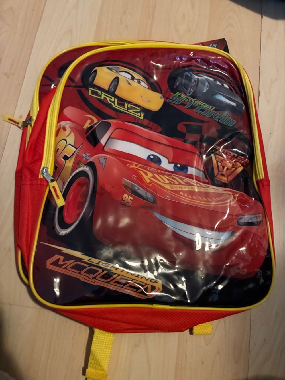 Disney Lightning McQueen Red Backpack with Yellow Trim